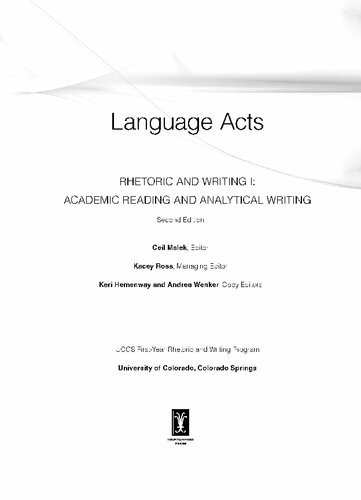 Language Acts 2nd Edition Ceil Malek Kacey Ross Keri Hemenway