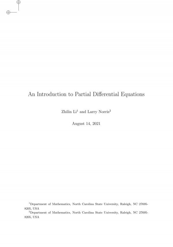 An Introduction To Partial Differential Equations Preprint Zhilin Li