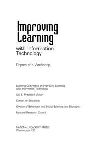 Improving Learning With Information Technology Report Of A Workshop 1st Edition National Research Council Division Of Behavioral And Social Sciences And Education Center For Education Steering Committee On Improving Learning With Information Technology Gail E Pritchard