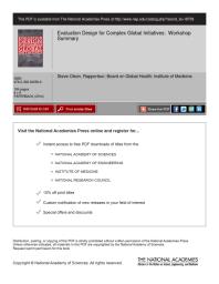 Evaluation Design For Complex Global Initiatives Workshop Summary 1st Edition Institute Of Medicine Board On Global Health Steve Olson