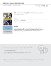 Safe Science Promoting A Culture Of Safety In Academic Chemical Research 1st Edition National Research Council Division Of Behavioral And Social Sciences And Education Board On Humansystems Integration Division On Earth And Life Studies Board On Chemical Sciences And Technology Committee On Establishing And Promoting A Culture Of Sa