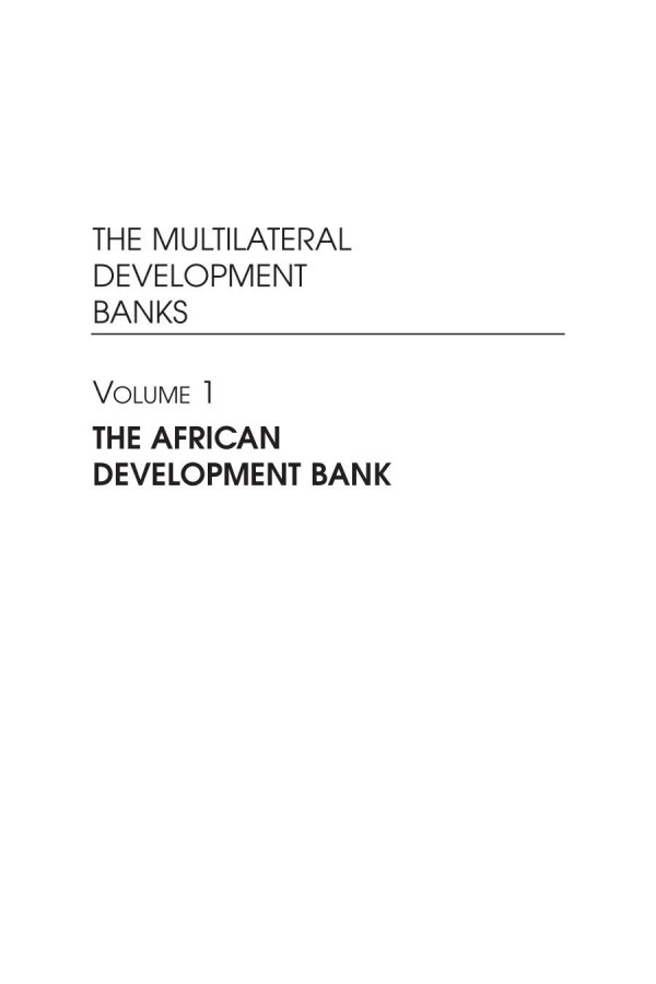 The Multilateral Development Banks The African Development Bank E Philip English Harris M Mule