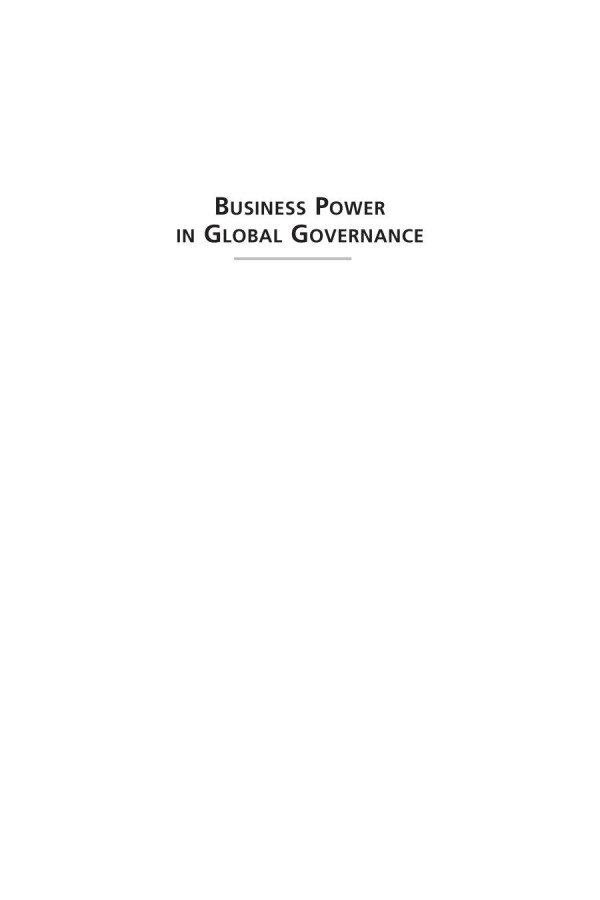 Business Power In Global Governance Doris Fuchs