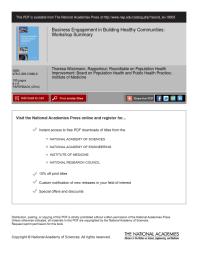 Business Engagement In Building Healthy Communities Workshop Summary 1st Edition Institute Of Medicine Board On Population Health And Public Health Practice Roundtable On Population Health Improvement Theresa Wizemann
