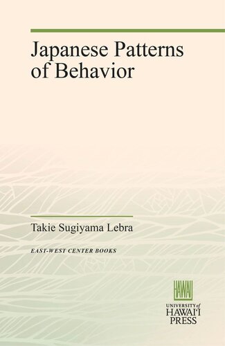 Japanese Patterns Of Behavior Takie Sugiyama Lebra