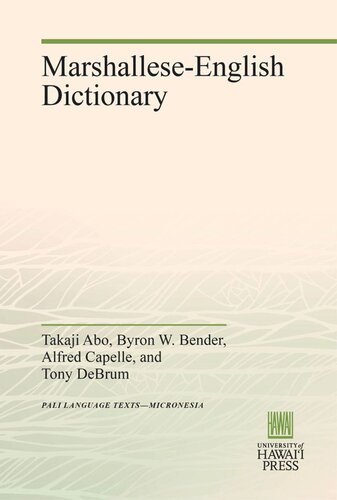 Marshalleseenglish Dictionary Takaji Abo Byron W Bender Alfred Capelle Tony Debrum
