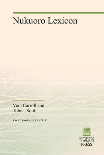 Nukuoro Lexicon Vern Carroll Tobias Soulik