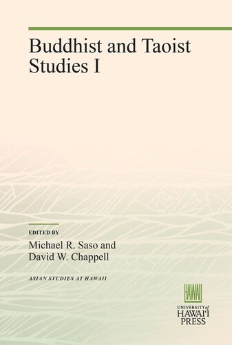 Buddhist And Taoist Studies I Michael R Saso Editor David W Chappell Editor