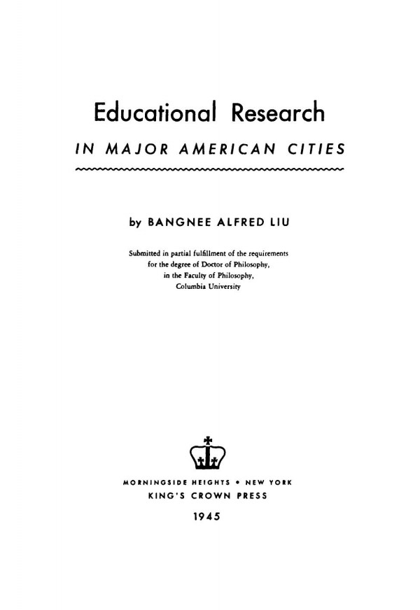 Educational Research In Major American Cities Bangnee Alfred Liu