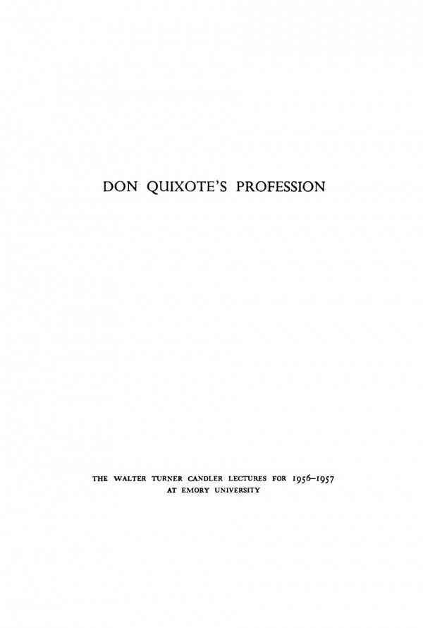 Don Quixotes Profession Mark Van Doren Joseph Low