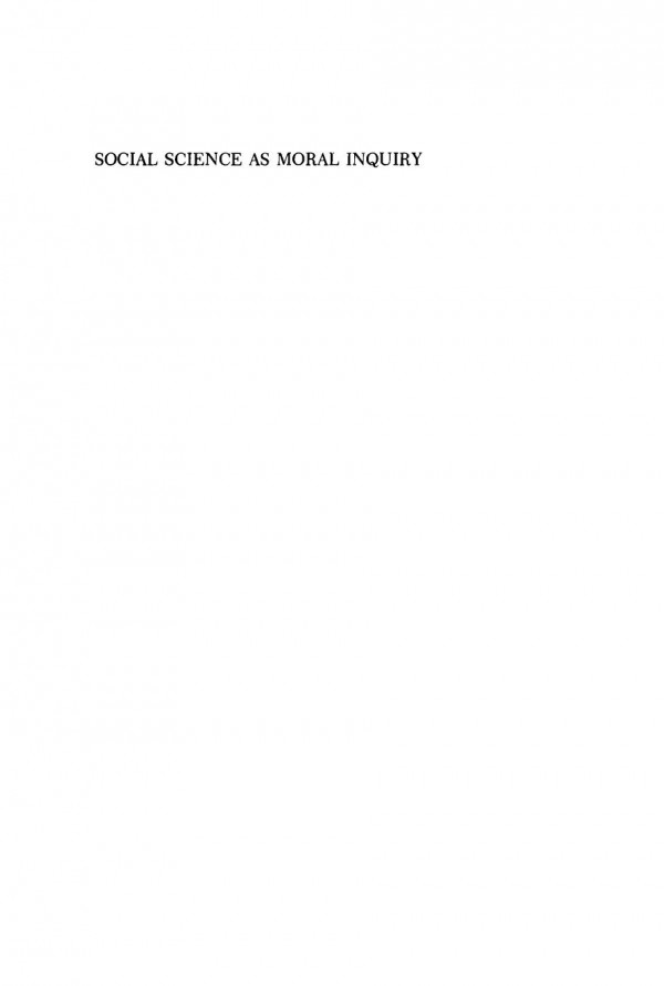 Social Science As Moral Inquiry Norma Haan Editor Robert N Bellah Editor Paul Rabinow Editor William M Sullivan Editor