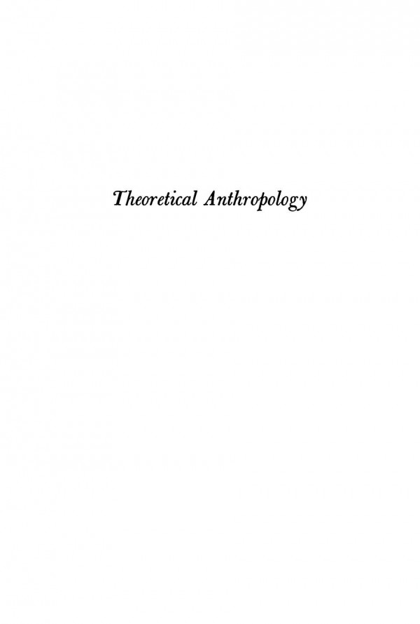 Theoretical Anthropology David Bidney