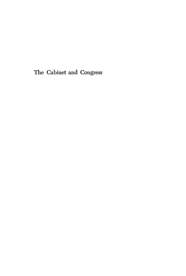 The Cabinet And Congress Stephen Horn