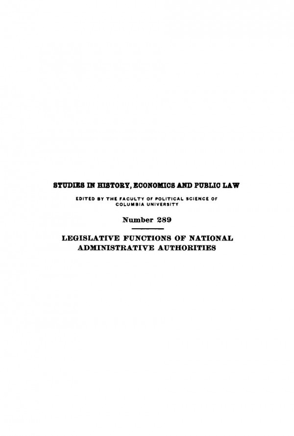 Legislative Functions Of National Administrative Authorities John Preston Comer