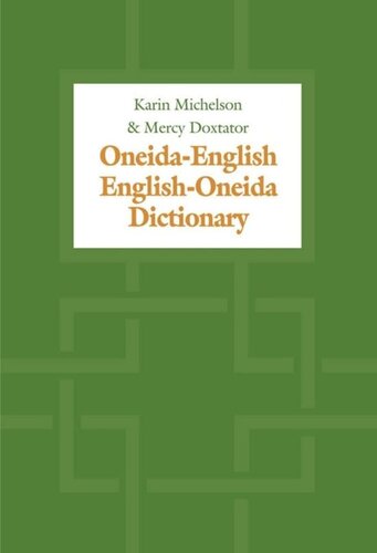 Oneidaenglishenglishoneida Dictionary Karin Michelson Mercy Doxtator