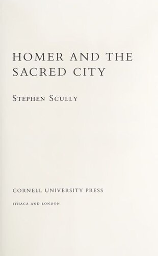 Homer And The Sacred City Stephen Scully