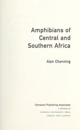 Amphibians Of Central And Southern Africa Alan Channing