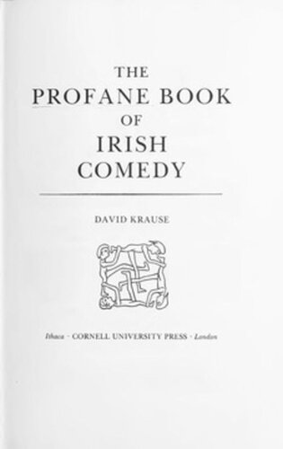 The Profane Book Of Irish Comedy David Krause