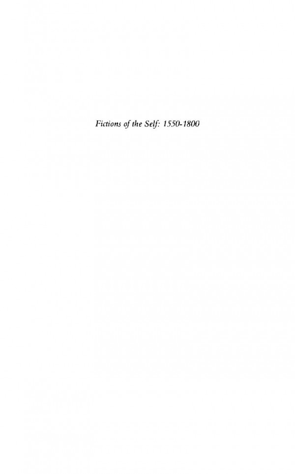 Fictions Of The Self 15501800 Course Book Arnold Weinstein