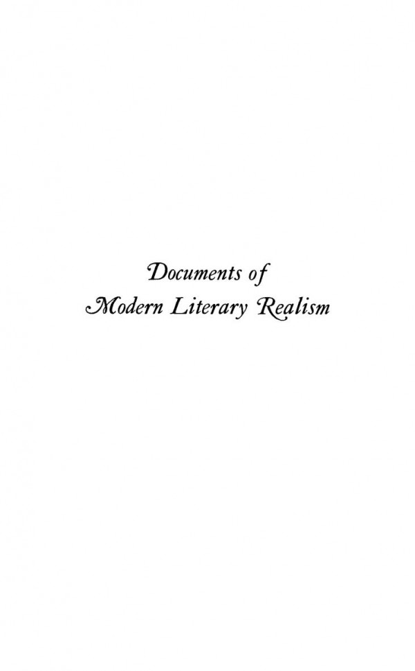 Documents Of Modern Literary Realism George Joseph Becker Editor