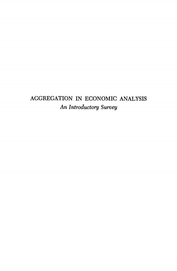 Aggregation In Economic Analysis Ha John Green