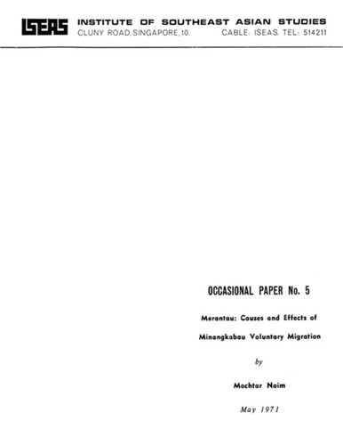 Merantau Causes And Effects Of Minangkabau Mochtar Naim