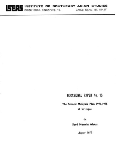 The Second Malaysia Plan 1971 1975 A Critique Syed Hussein Alatas