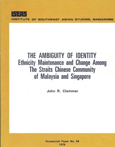The Ambiguity Of Identity Ethnicity Maintenance And Change Among The Straits Chinese Community In Malaysia And Singapore John R Clammer