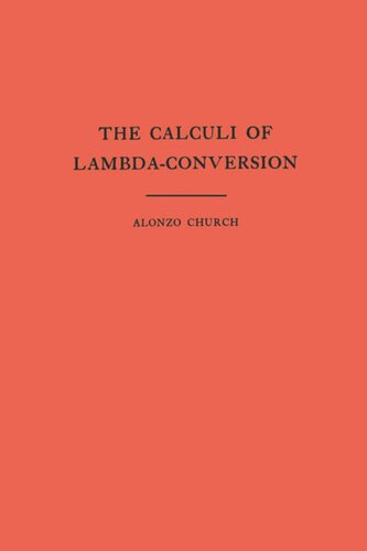 The Calculi Of Lambdaconversion Am6 Volume 6 Alonzo Church