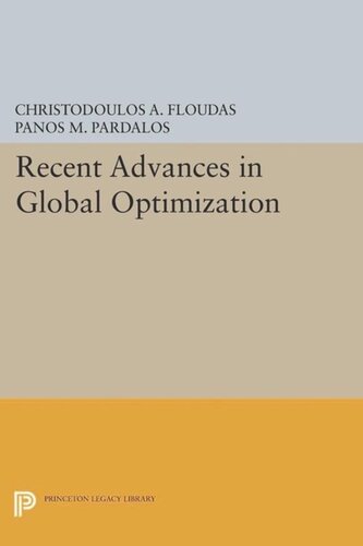 Recent Advances In Global Optimization Course Book Christodoulos A Floudas Panos M Pardalos