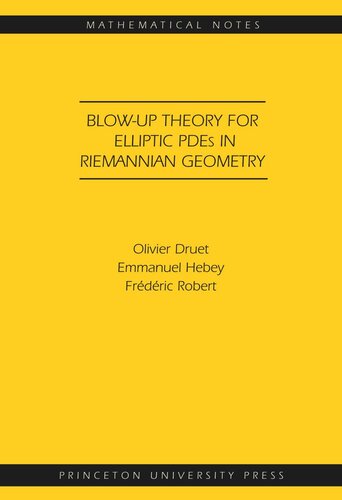 Blowup Theory For Elliptic Pdes In Riemannian Geometry Mn45 Course Book Olivier Druet Emmanuel Hebey Frdric Robert