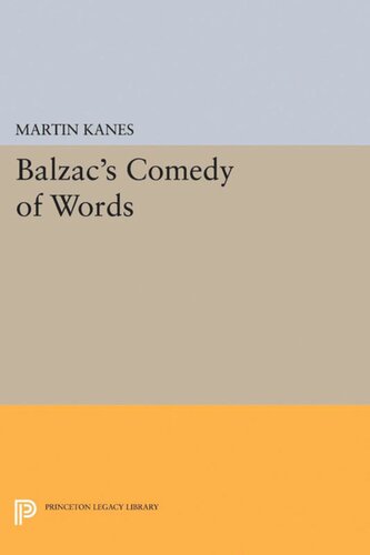 Balzacs Comedy Of Words Martin Kanes