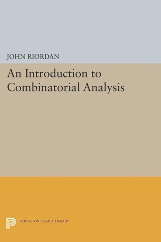 An Introduction To Combinatorial Analysis Course Book John Riordan