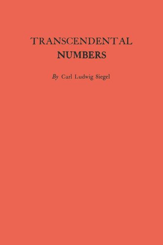 Transcendental Numbers Am16 Carl Ludwig Siegel