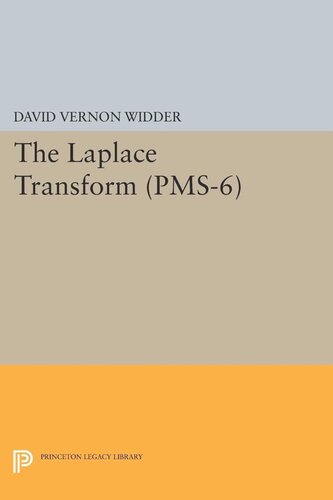 Laplace Transform Pms6 David Vernon Widder