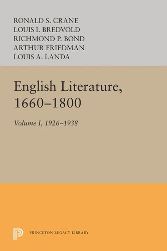 English Literature Volume 1 16601800 Louis A Landa