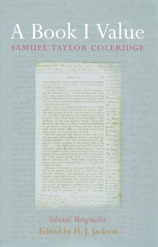 A Book I Value Selected Marginalia Samuel Taylor Coleridge Editor H J Jackson Editor