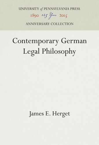 Contemporary German Legal Philosophy James E Herget