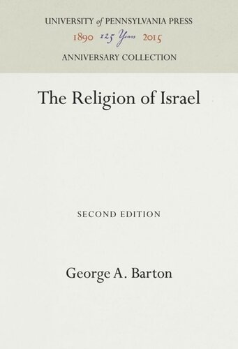 The Religion Of Israel 2nd Edition George A Barton