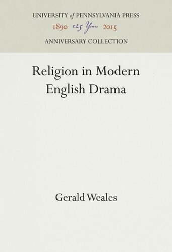 Religion In Modern English Drama Gerald Weales