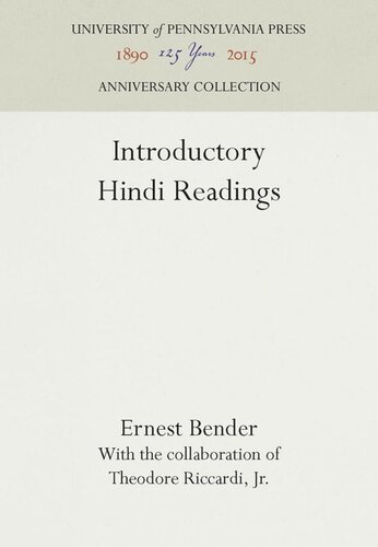 Introductory Hindi Readings Reprint 2016 Ernest Bender Theodore Riccardi