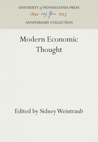 Modern Economic Thought Reprint 2016 Sidney Weintraub Editor