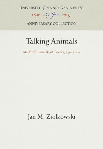 Talking Animals Medieval Latin Beast Poetry 75115 Reprint 2016 Jan M Ziolkowski
