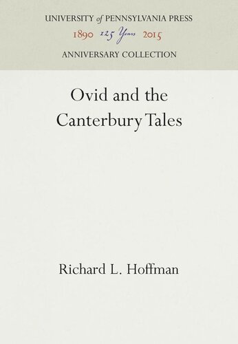 Ovid And The Canterbury Tales Reprint 2016 Richard L Hoffman