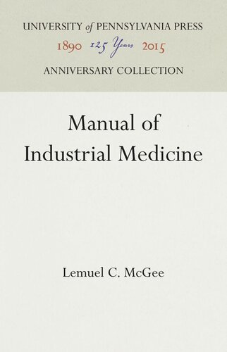Manual Of Industrial Medicine Lemuel C Mcgee
