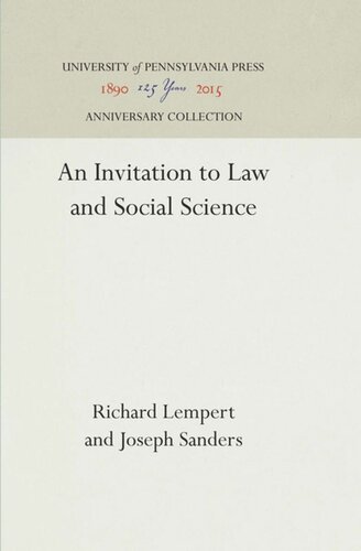 An Invitation To Law And Social Science Reprint 2016 Richard Lempert Joseph Sanders