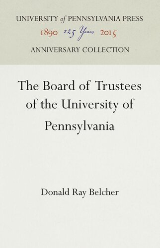 The Board Of Trustees Of The University Of Pennsylvania Donald Ray Belcher