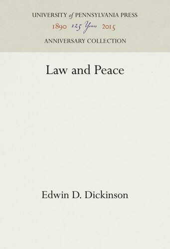 Law And Peace Edwin D Dickinson