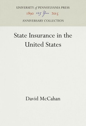 State Insurance In The United States David Mccahan