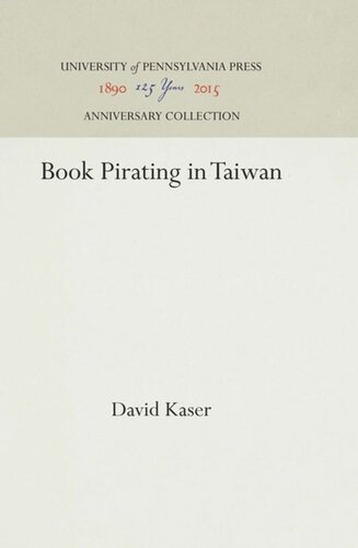 Book Pirating In Taiwan Reprint 2016 David Kaser